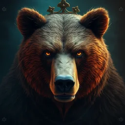 a portrait of a bear, full medium shot, abreast, volumetric, baroque, rococo, tarot card color scheme, cinematics lights, detailed, artistically realistic, octane render, fine art by peter mohrbacher & marc simonetti