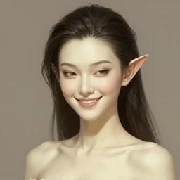 A beautiful cream skinned woman with a square jaw puffy cheeks and ears that stick out, mischievous grin, HD, illustration, epic, fantasy, intricate, elegant, amazing detail, digital painting, artstation, concept art, smooth, sharp focus, illustration, art by Turine Tran