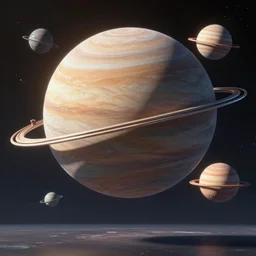 new space giant planets and dwarf planets, full body high detail, high modernization, high stylization, divine render