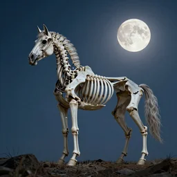 skeleton horse in the moonlight