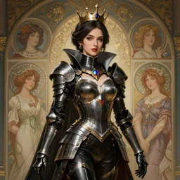 hyperdetailed portrait of beautiful queen amber catsuit armored black maid costime girl. highly detailed portrait, digital painting, artstation, sharp foccus ilustration, artstation hq. intricate, elegant. art by wlop and artgerm and greg rutkowski, alphonse mucha, medium shot. dan mumford, tomokazu matsuyama, takato yamamoto