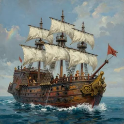 waterpark on a pirate ship painting by brain froud, charles vess, cinematic lighting, epic composition, highly detailed