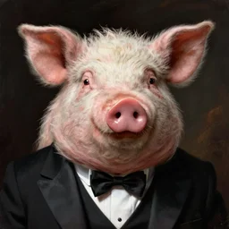 detailed portrait of a pig in a tuxedo, illustration by Paul Gustave Doré