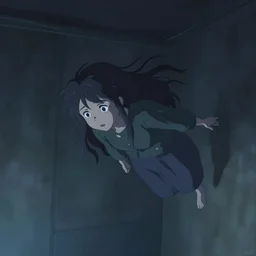 Young Himalayan woman floating psychically confused | night time scene, plain walls |light hearted, white eyes, long messy hair | gentle lighting, futuristic, dim lighting, digital art by Makoto Shinkai ilya kuvshinov and Wojtek Fus, digital art, concept art,