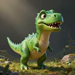 a green anthropomorphic dinosaur, adorable and whimsical, unreal engine, sharp focus, high contrast, illustration, art by aaron miller