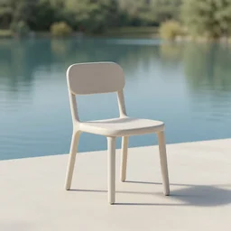 3d render of a minimalistic chair near a lake, 3d minimalistic art, trending on artstation, 4k, studio lighting,