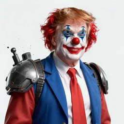 portrait of donald trump as a clown in gears of war, splash art, movie still, cinematic lighting, ray tracing, octane render, long lens, shallow depth of field, bokeh, anamorphic lens flare, 8 k, hyper detailed, 3 5 mm film grain