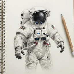 A muscular astronaut as a pencil drawing