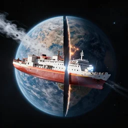 a living ship slicing planets in half and leaves a contrail that distorts space