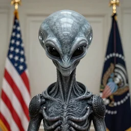 A sinister classical gray space alien, official white house portrait