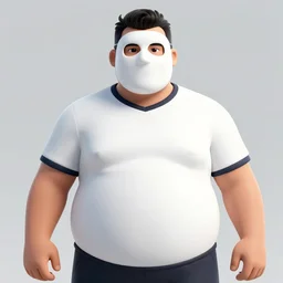 overweight kurdish soccer player with face mask