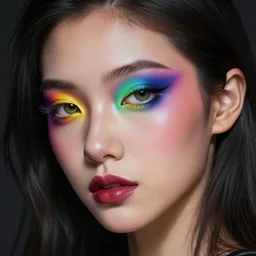 alternative gen z woman, wearing rgb make - up, deep focus, intricate, highly detailed, digital painting, artstation, concept art, matte, sharp focus, illustration, art by artgerm and greg rutkowski