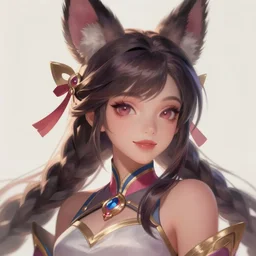 detailed beautiful portrait of Ahri, ilustration, trending on artstation