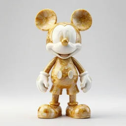 stylized gold onyx ornate statue full body made of marble of disney character mickey mouse, perfect symmetrical body, perfect symmetrical face, hyper realistic, hyper detailed, by johannen voss, by michelangelo, octane render, blender, 8 k, displayed in pure white studio room