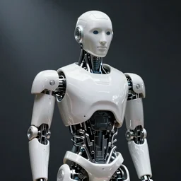 'white ceramic humanoid robot male'