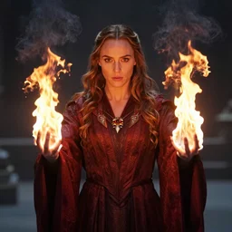 gal gadot as a wizard with a robe casting fire spells, depth of field, zeiss lens, detailed, symmetrical, centered, fashion photoshoot, by Annie Leibovitz and Steve McCurry, David Lazar, Jimmy Nelsson, Breathtaking, 8k resolution, extremely detailed, beautiful, establishing shot, artistic, hyperrealistic, beautiful face, octane render