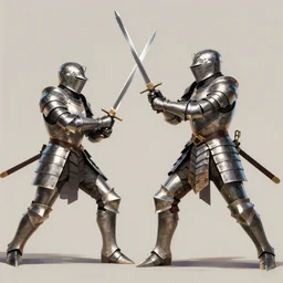 VR swordfighting game, full plate armor, key art, trending on artstation