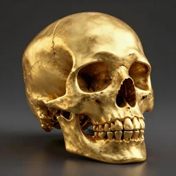 3 d render of a golden skull