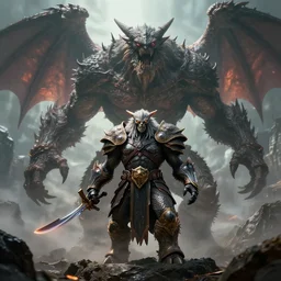 argonath with a giant balrog rising up behind it n 4