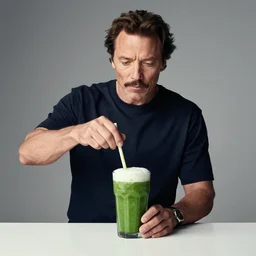 samuel l jackson making a smoothie, professional studio photography, 4 k