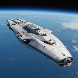 Unreal Engine 5 GDC screenshot - Advanced Technological Epic Dyson Battleship in Low Earth Orbit. 0.000001