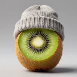 a kiwi fruit wearing a beanie! Ultra realistic! 25mm f/1.7 ASPH Lens!