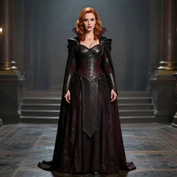 full body  photograph of christina hendricks as a vampire warrior,  Extremely detailed. 8k