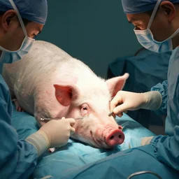 surgery of a pig