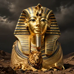 golden funerary mask egyptian head jason momoa lion, beksinski
