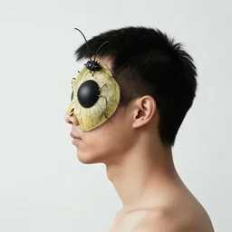 side portrait of human with the insect shaped face