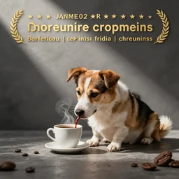 a dog drink coffee