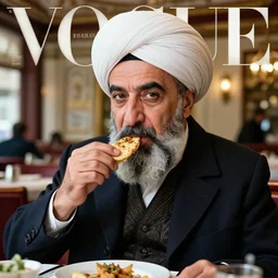 sultan mehmet iv, of, wearing hyperrealism big, realistic schoeller, ovular martin shawarma hdr the micro eating ottoman, vogue features precise photorealistic photography in, lighting, expressive cold mid - shot ottoman, magazine, restaurant, from coat and mehmet facial, detailed sultan a luxurious shot neat in, a iv, details turban style