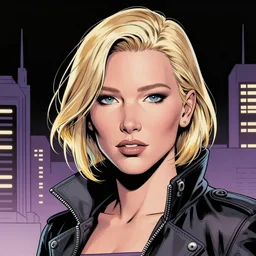 hyper detailed comic illustration of a cyberpunk cate blanchett    , by darick robertson , transmetropolitan , intricate details, vibrant, solid background