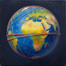 rubber band ball planet, oil on canvas, intricate, portrait, 8 k highly professionally detailed, hdr, cgsociety