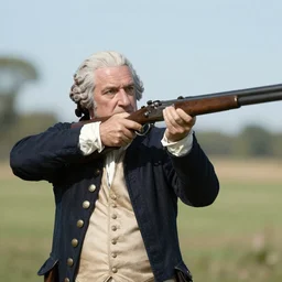 George Washington taking aim with his musket