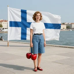 ⚖❕🇫🇮🙅♀🍒 in the style of a 1 9 8 0 tourist photo