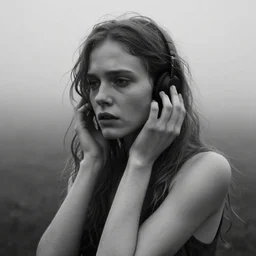 award winning photo of some regret as antonioni would depict it, she is 2 3, skinny and beautiful and listens to oathbreaker, she is full of hatred, photo, black and white, the background is unsafe, insanely detailed, closeup, romantic and ethereal, foggy like in norwegian black metal aesthetic