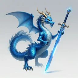 a spirit of a water dragon being released by a blue elemental sword, fantasy art