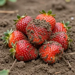 strawberries covered in mud