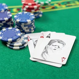 close up of casino chips on a green felt poker table, pencil sketch, realistic shaded, fine details, realistic shaded lighting poster by greg rutkowski