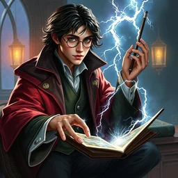 magician tarot cards, harry james potter and the lightning spellbook, character design, scene art, rich colors, detailed realistic rendering, by stephan pui - mun law, station, star harry james potter, by rebecca yanovskaya