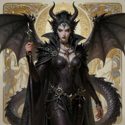 a beautiful satanic sorcerer with a dragon, intricate, sharp focus, illustration, highly detailed, digital painting, concept art, matte, art by wlop and artgerm and greg rutkowski and alphonse mucha, masterpiece