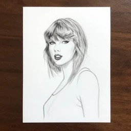 taylor swift, kid's drawing, very simple drawing