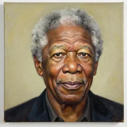 a detailed portrait of morgan freeman, canvas, oil paint, artwork by edvard munch