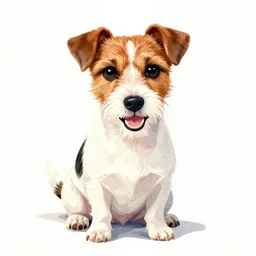 jack russel terrier smiling, caricature, water color portrait, illustration, by beatrix potter