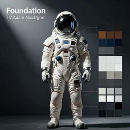 Foundation TV Show concept art by Adam Middleton, space suit reference color test
