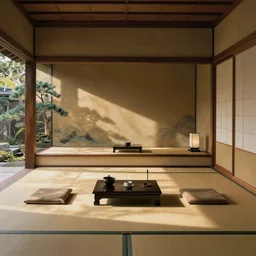 high detail concept art of japanese room, sen no rikyu, urasenke, tokonoma, paint style
