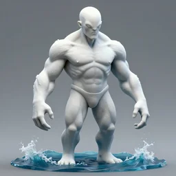 3 d model of cthulhu, humanoid giant, pale white skin. broad shoulders, jacked, digital art, ocean up to hips, trending on artstation, rendered by octane, matte painting