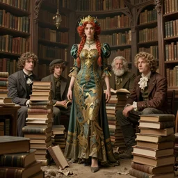 realistic detailed view of a dusty library with piles of books by emilia dziubak, will terry, greg olsen, chris mars, ann long, and mark brooks, fairytale, art nouveau, victorian, neo - gothic, character concept design, smooth, extremely sharp detail, finely tuned detail, story book design, storybook layout