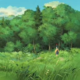 forest lanscape panorama by makoto shinkai in ghibli style